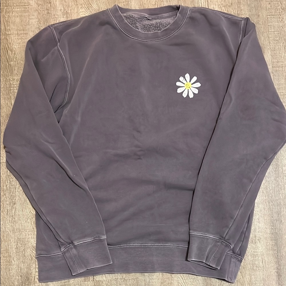 Men's Gray Sweatshirt with Daisy Embroidery